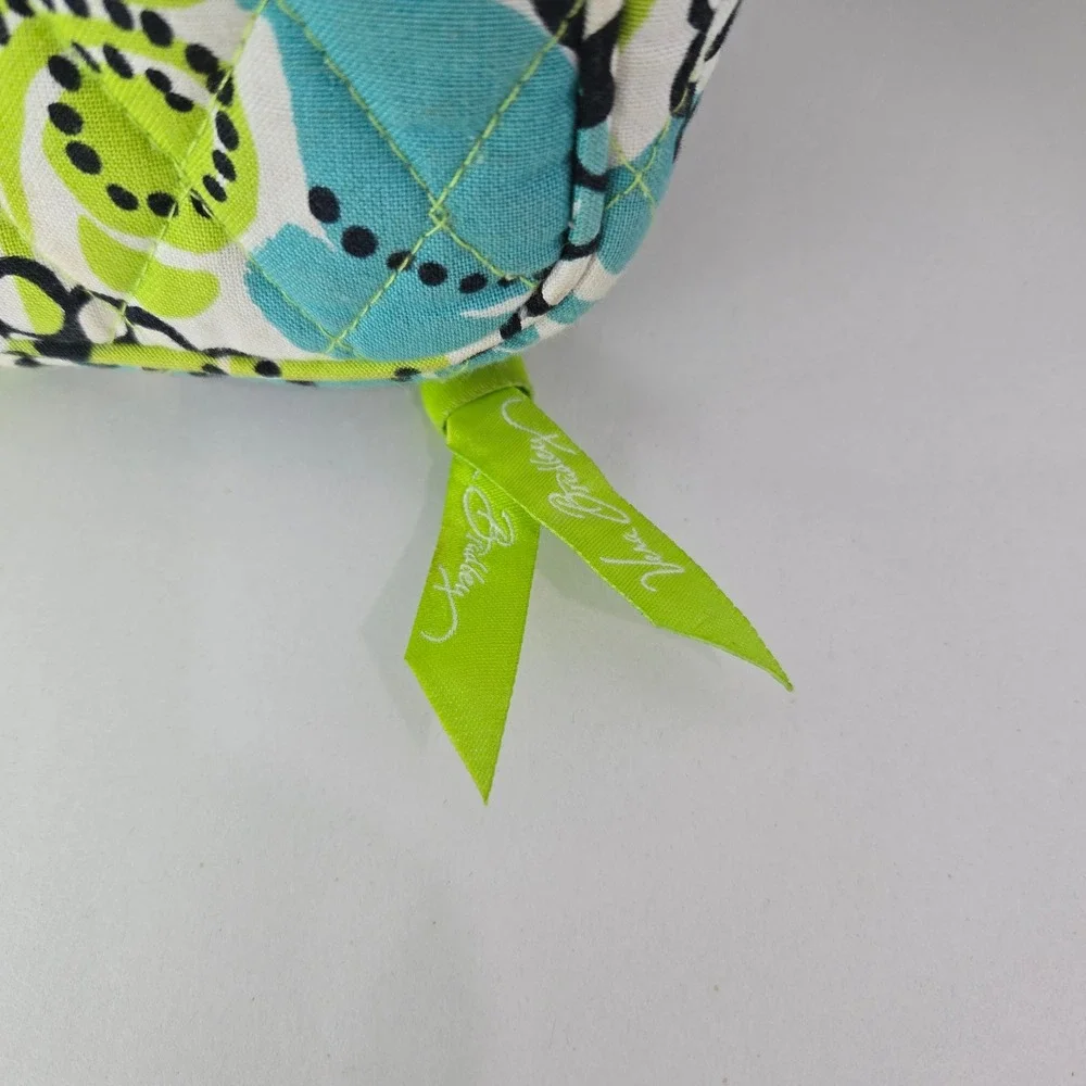 Vera Bradley Cosmetic Bag Medium Green Limes Up Floral Quilted Travel Case #1101